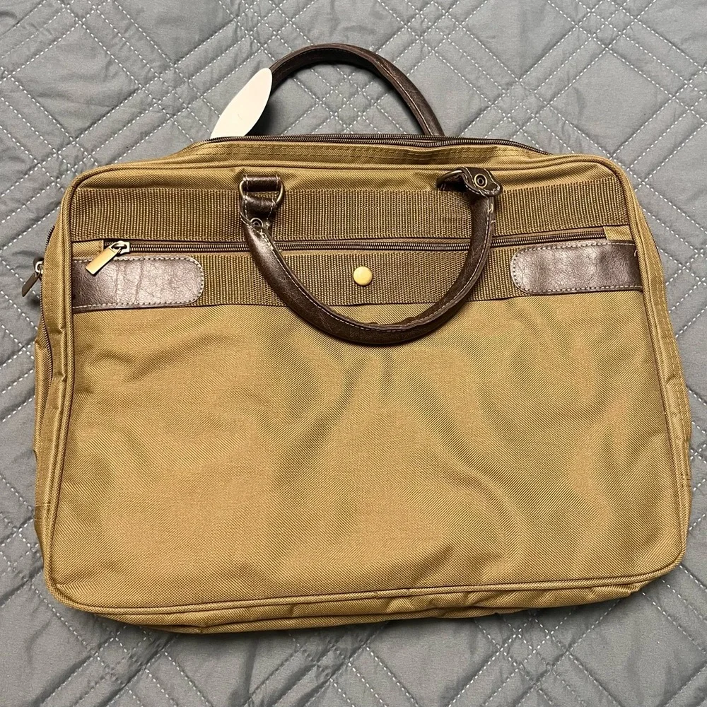 GNBI Canvas Briefcase with Leather Trim